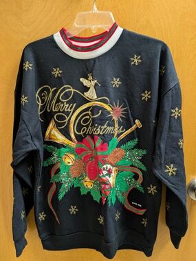 Merry Christmas Holiday Crewneck Sweater - Black/Green/Red
